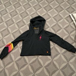 Aviator Nation Women’s cropped hoodie lightning bolt size small